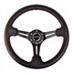 NRG - 350mm Sport Steering Wheel (3" Deep) Black Leather with Red Stitching