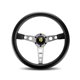 Volant Momo Prototipo 350 mm en cuir avec rayons argentés