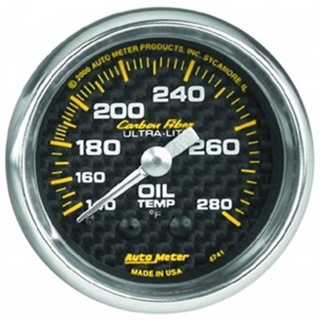 Autometer Oil Temp MECH Carbon Gauge