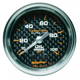 Autometer Oil Pressure 0-100 PSI MECH Carbon Gauge